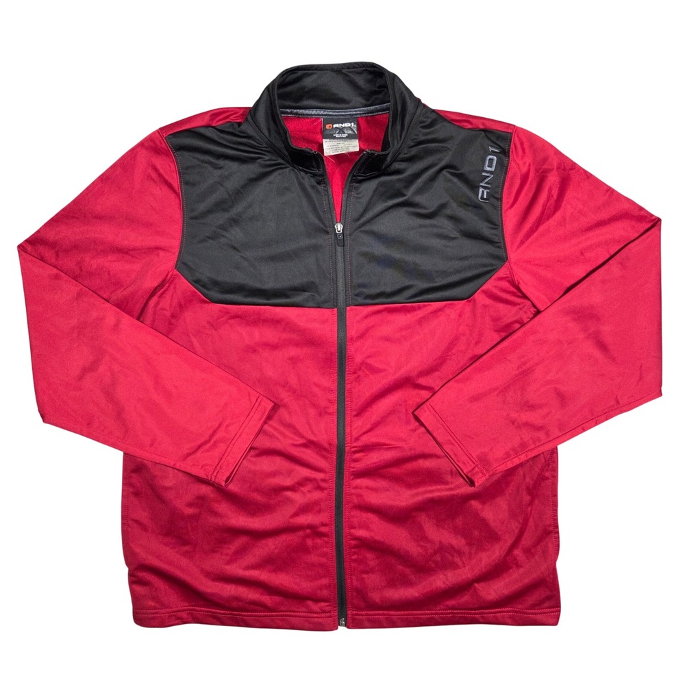 AND1 Mens Rio Red Black Full Zip Y2k Track Jacket Basketball Mens XL Grunge Punk